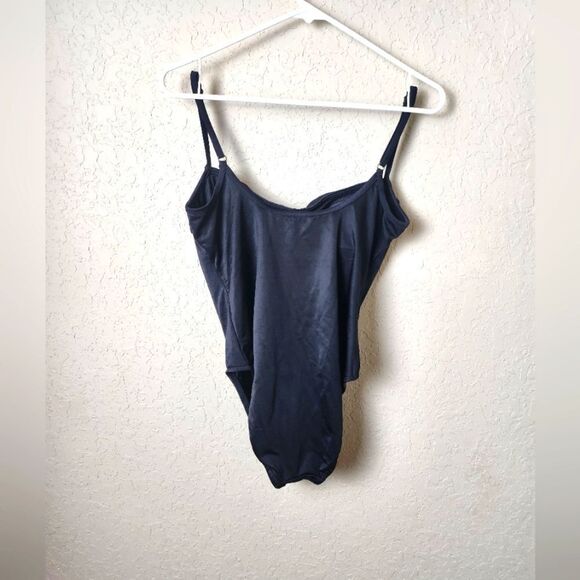 Miraclesuit Pleated Square Neck Swimsuit Black Size 16 - Picture 2 of 6